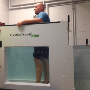 Shane Goddard on the underwater treadmill at MTSU
